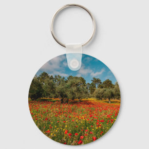 Llavero campo con flores y árboles