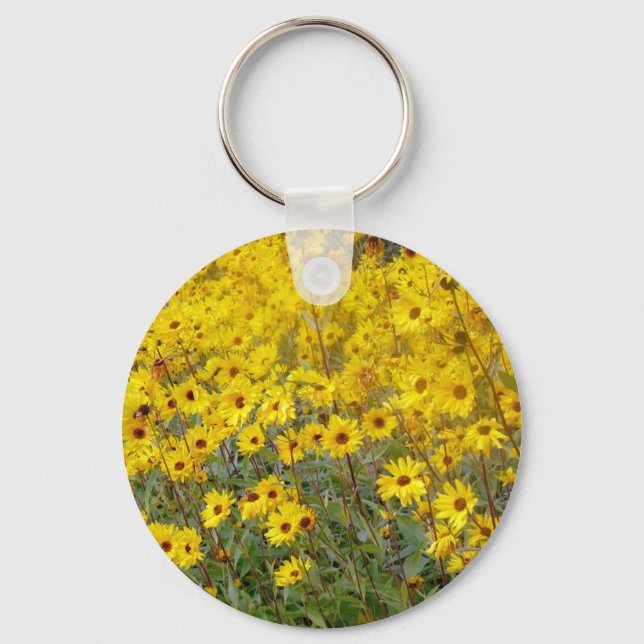 Llavero Campo De Flores Amarillas Vibrantes (Anverso)