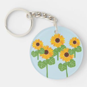 Llavero Campo de girasol Moderna bonito giratoria Keychain