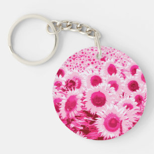 Llavero Campo de girasoles - tonos fucsia rosados