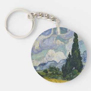 Llavero Campo de trigo con cipreses, pintura al óleo, Van
