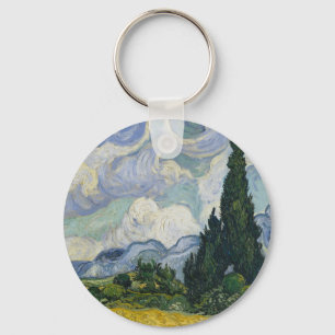 Llavero Campo de trigo con cipreses, pintura al óleo, Van