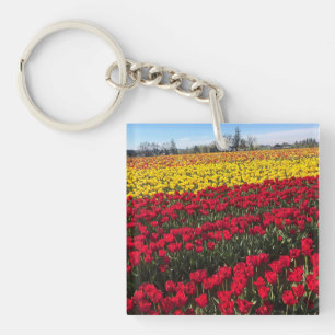 Llavero Campo de tulipanes rojo y amarillo