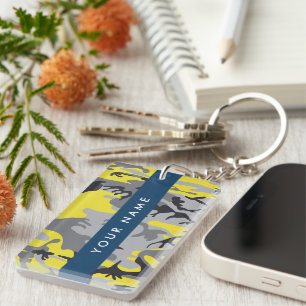 Llavero Camuflaje amarillo y gris Tu nombre personaliza