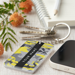 Llavero Camuflaje amarillo y gris Tu nombre personaliza