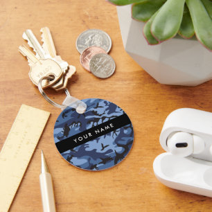 Llavero Camuflaje azul marino Tu nombre Personaliza