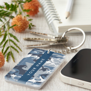 Llavero Camuflaje Azul Nieve de Invierno Personaliza tu no