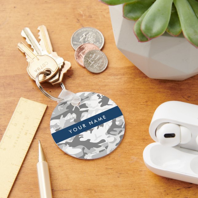 Llavero Camuflaje gris de nieve en invierno Tu nombre pers (Escritorio )