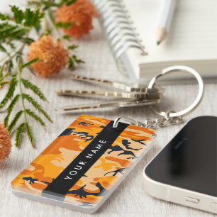 Llavero Camuflaje Naranja Personaliza tu nombre