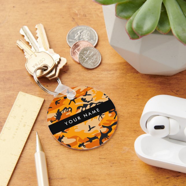 Llavero Camuflaje naranja Su nombre Personaliza (Escritorio )