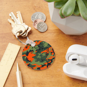 Llavero Camuflaje naranja y verde, militar, ejército