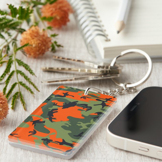 Llavero Camuflaje naranja y verde, militar, ejército (Frente Derecha)