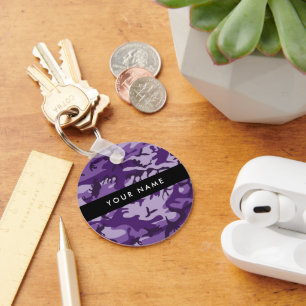 Llavero Camuflaje púrpura Tu nombre Personaliza