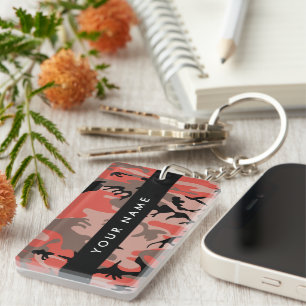 Llavero Camuflaje rojo y marrón Tu nombre Personaliza