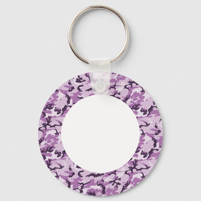 Llavero Camuflaje rosa/morado de Woodland - con blanco (Anverso)