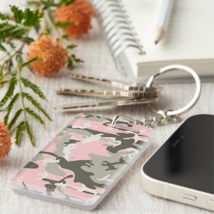 Llavero Camuflaje rosa y verde, militar, ejército