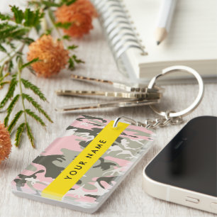 Llavero Camuflaje rosa y verde Personaliza tu nombre