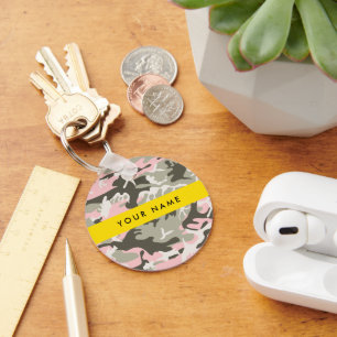 Llavero Camuflaje rosa y verde Tu nombre Personaliza