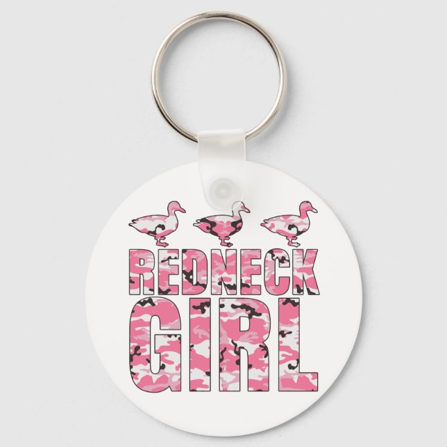 Llavero Camuflaje rosado de Chica Redneck 3 Ducks Keychain (Anverso)