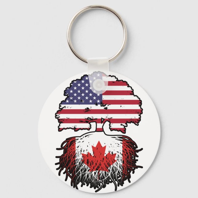 Llavero Canadá Canadá American USA Tree Roots Flag Bandera (Anverso)