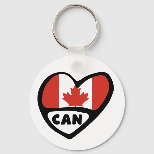 Llavero Canada Country Code Flag Heart Keyring, CAN (Anverso)
