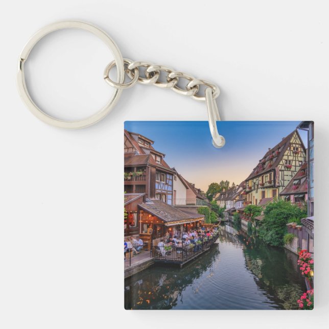 Llavero Canal de agua de flores de Alsacia Francia (Frente)