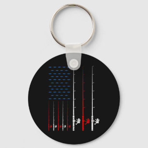 Llavero Cañas de Pescar Bandera Americana
