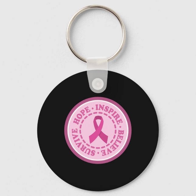 Llavero Cancer Awareness Survive Hope Inspire Believe  (Anverso)