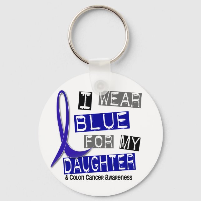 Llavero Cáncer De Colón Que Uso Azul Para Mi Hija 37 (Anverso)