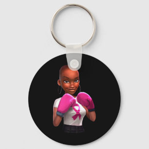 Llavero Cáncer de Mama Chica Boxeador Guerrero de Cáncer d