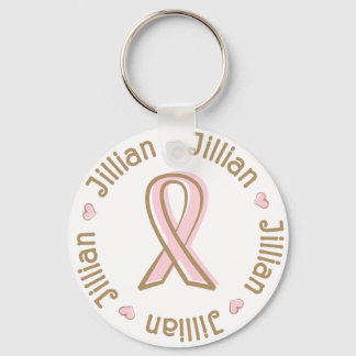 Llavero Cáncer de Mama De Cinta Rosa Nombre Jillian