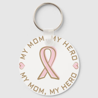 Llavero Cáncer de mama de cinta rosada Mi mamá Mi héroe