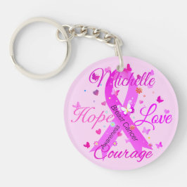 Llavero Cáncer de Mama Esperanza Amor Coraje Keychain
