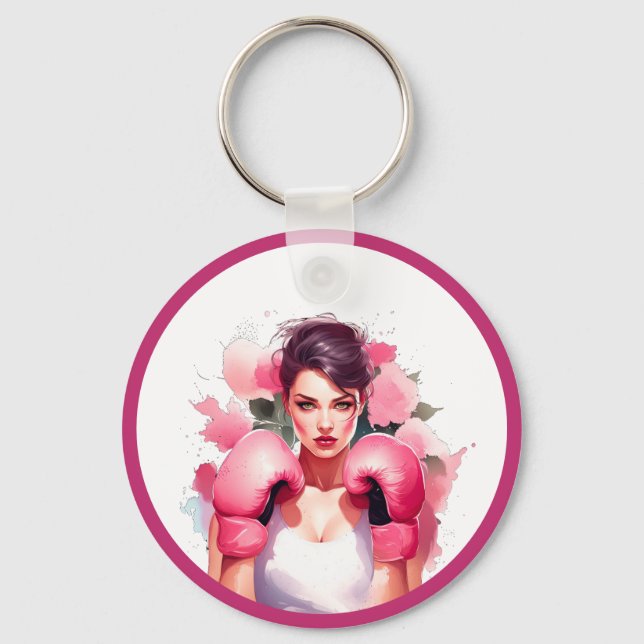 Llavero Cáncer de Mama Floral Rosa y Bonito (Anverso)