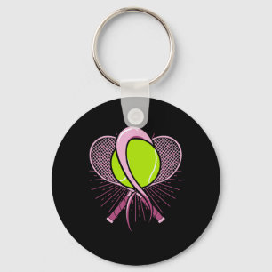 Llavero Cáncer De Mama Tennis Ll Racket Cinta Rosa Mamogr