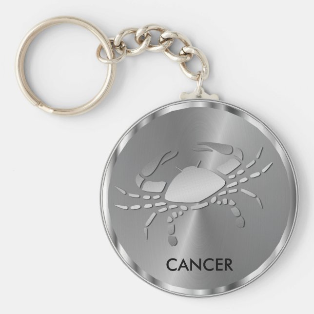 Llavero Cáncer de plata ♋ cangrejo - Rótulo zodiaco (Frente)