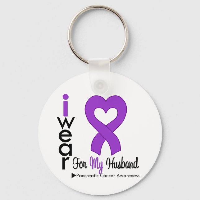 Llavero Cáncer pancreático Cinta púrpura apoya al marido (Anverso)