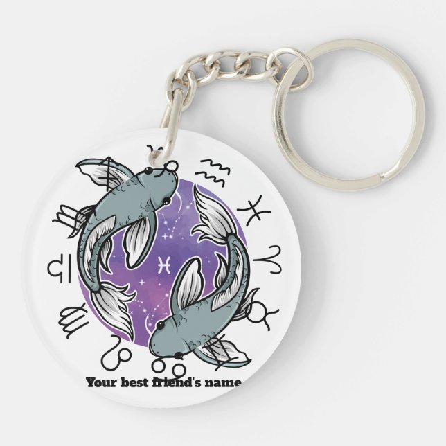 Llavero Cancer Pisces Zodiac Acrylic Keychain (Atrás)