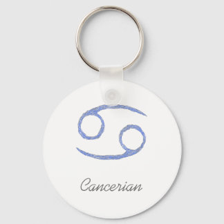 Llavero Cáncer. Rótulo Astrológico Zodiaco Canceroso. Azul