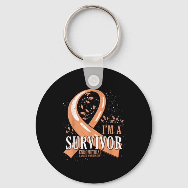 Llavero Cancer Survivor Peach Ribbon Endometrial Cancer Aw (Anverso)