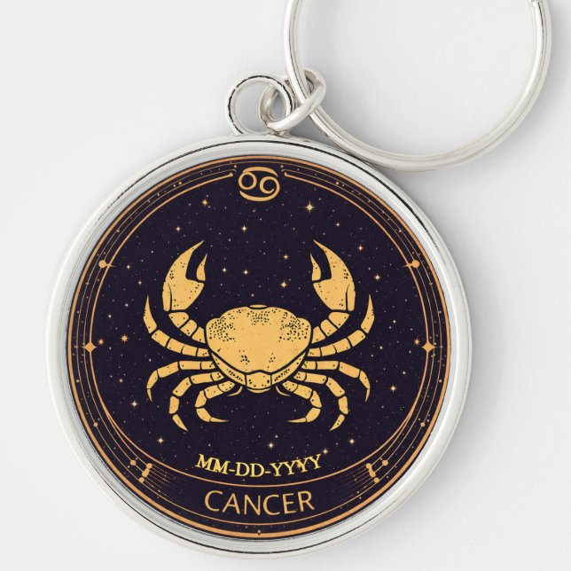 Llavero Cancer Zodiac Keychain with Birth Date (Frente)