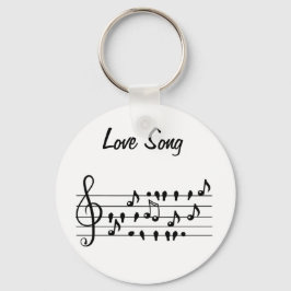 Llavero Canción de amor, pájaros sentados entre notas musi