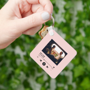 Llavero Canción personalizado rosa sonrojo con imagen pers