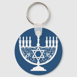 Llavero Candelabro elegante de Hanukkah con Estrella de Da
