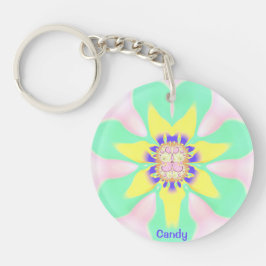 Llavero CANDY ~Acrílico circular verde amarillo rosado púr