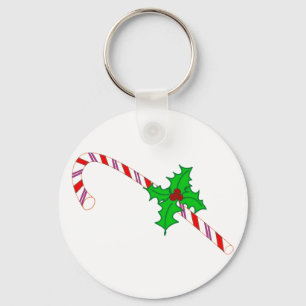 Llavero Candy Cane con Holly Design en Keychain