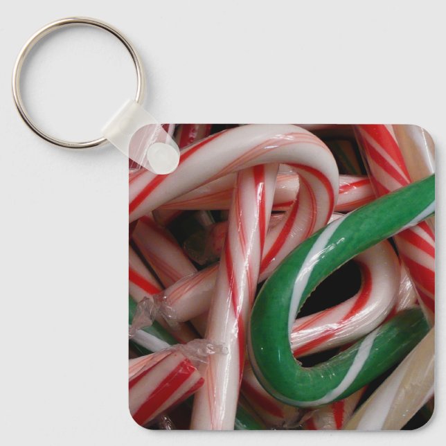 Llavero Candy Canes Navidades vacaciones Verde Blanco y Ro (Anverso)