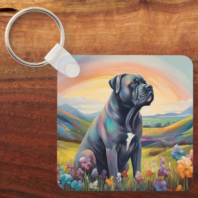 Llavero Cane Corso Custom Name Rainbow Dog Memorial (Anverso)