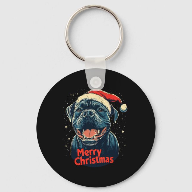 Llavero Cane Corso Santa Hat Feliz Navidad Amor de perro (Anverso)