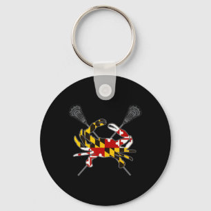 Llavero Cangrejo de Maryland Lacrosse cruza con la bandera